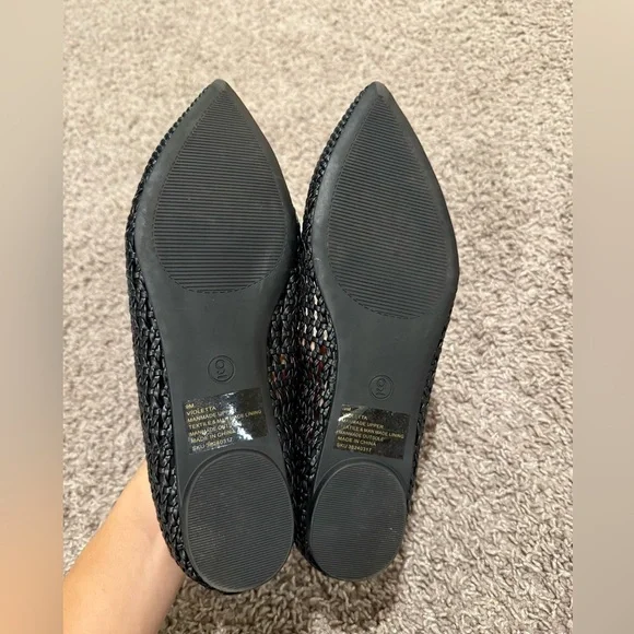 New SM New York Ballet Flats in Black Women’s Pinted Tie Woven , size 9 - Picture 4 of 7